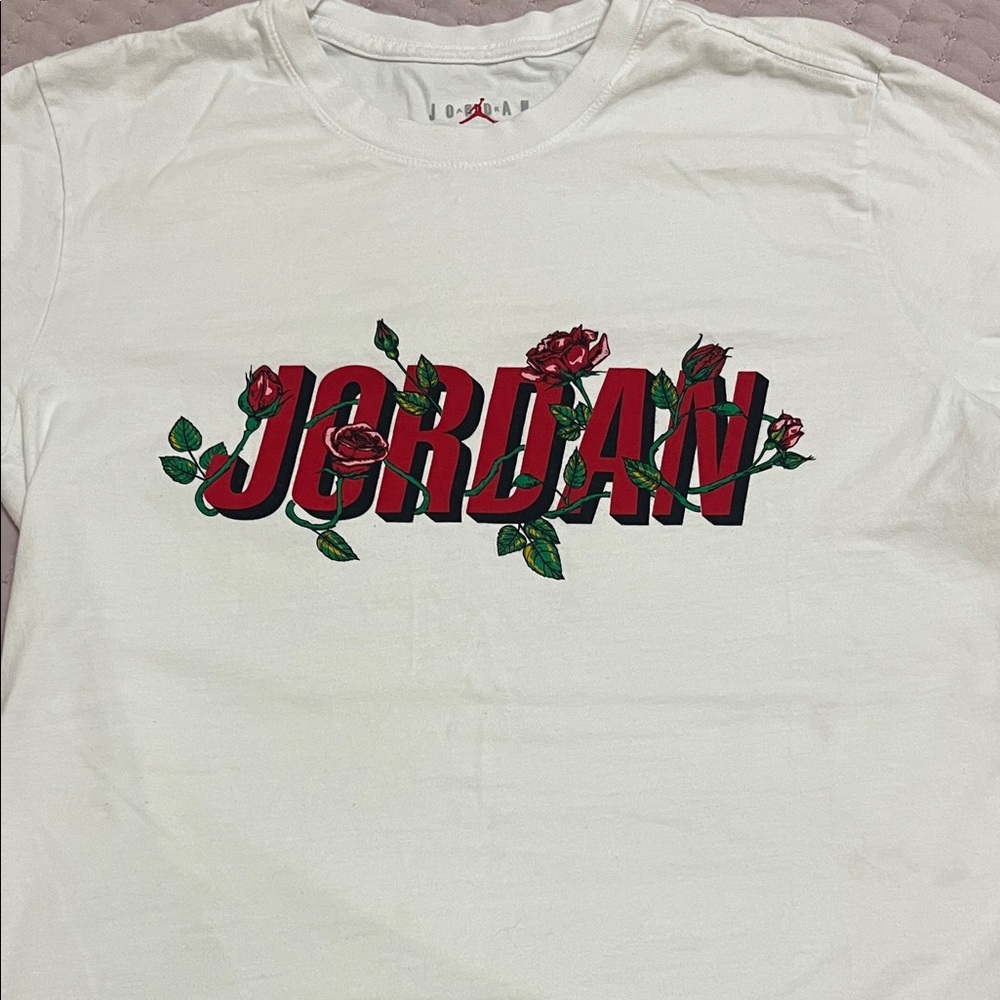 Jordan White Tee with Red and Green Graphic